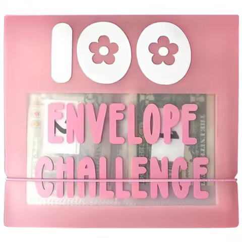 A5 Binder Sleeve Double-Sided 4 Pocket 100 Slots Envelope Challenge Binder with Labels Multifunction