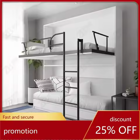 invisible bed upper and lower bunk double-layer high and low folding sofa integrated multi-functiona