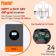 【Up To 9 Parallel Units】PowMr 6.5KW Hybrid Solar Inverter 230VAC 120A MPPT PV 60-500Vdc For 48V LiFe