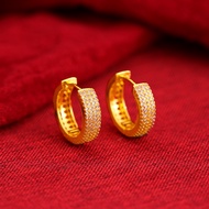 cod Luxury 24K 9999 Pure Gold real gold Womens Full Diamond Set Diamond Earrings Womens Geometric Ro