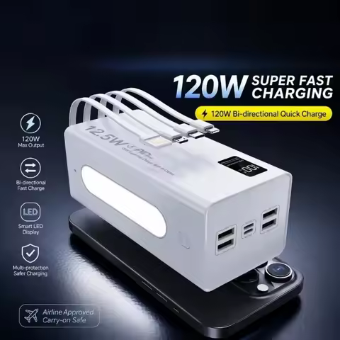 80000mAh 120W Super Fast Charging Power Bank 50000mAh Large Capacity Portable External Battery With 