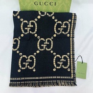 GUCCI 全新雙色千鳥格羊毛圍巾披肩