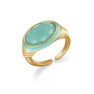 Amazonite Oval Gold Ring - Oval Amazonite Gold Ring