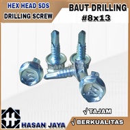 Baut drilling / baut baja ringan 8 x 13 ( 1,3 cm ) per pcs merk W