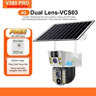 V380 Pro VCS-03 Solar Outdoor Cctv Camera Wireless Dual lens Waterproof Wifi 360° HD 1080P 4G IP Cam