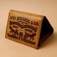 [Tulen Rasmi] American Genuine Levis Dompet Pendek Kuda Berganda Tiga Lipatan Dompet Kulit Lelaki Be