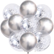 10 Pcs 12 Inci Balon Confetti Emas Perak Biru Metalik / Balon Metalik Chrome