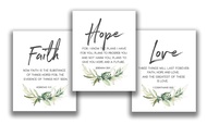 Set of 3 Pieces Faith Hope Love Bible Verse Inspirational Canvas Wall Art Prints A Great Christian D