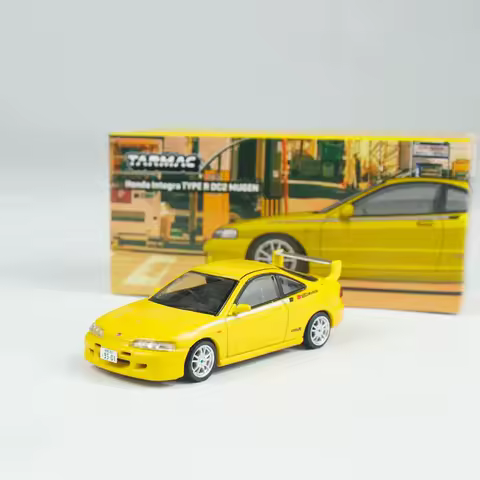TW Honda 1:64 Integra TYPE R DC2 MUGEN Sunlight Yellow Diecast Car Model Collection Toys Tarmac Work