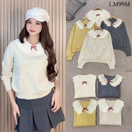 HAPPY SHOP - KNITTED SWEATER TOP WITH LACE COLLAR LATEST PREMIUM LM99M 99MWanita, FASHIONABLE