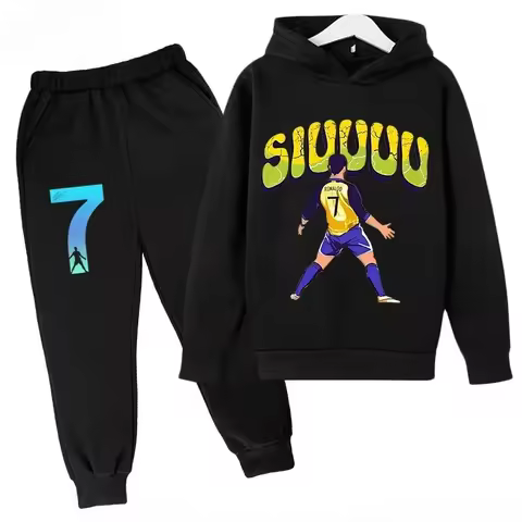 Quick-Dry CR7 Kids Tracksuit 7-13Y Ronaldo 7# Print Sports Outfit Breathable Fabric Active Wear Kids