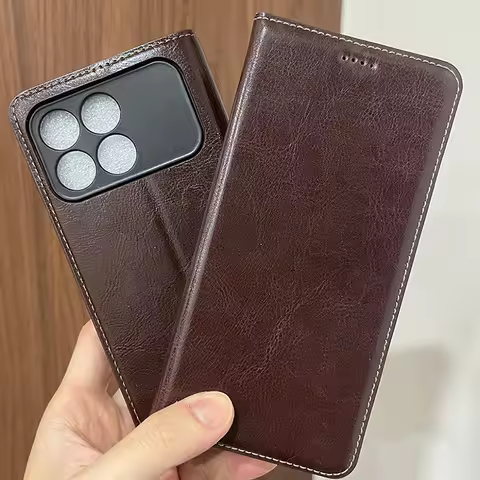 Magnet Genuine Leather Skin Flip Wallet Book Phone Case Cover On For poko Poco F3 F4 F5 F6 F7 F8 Pro