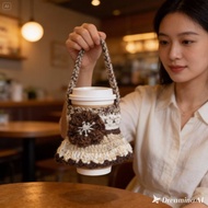 【鉤鉤手】摩卡拿鐵手鉤咖啡杯提袋/毛線杯套/環保外帶杯袋