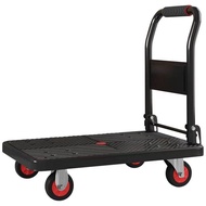 Trolley Pull Goods Foldable Small Trailer Mute Four-Wheel Platform Trolley Carrier Express Trolley Push Goods Luggage Trolley