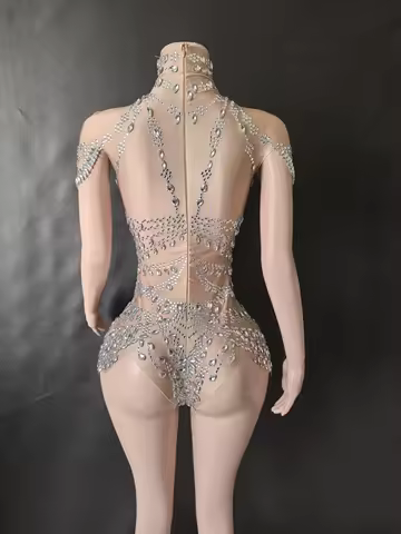 New Rhinestones Bodysuit Pole DancePerformance Clothing Party Rave Outfit Clubwear Stretch Drag Quee