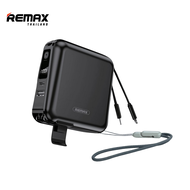 Remax PowerBank W1501 Black Set - ชุดเซ็ตสุดคุ้ม แบตสำรอง Fast Charge สายชาร์จในตัว มาพร้อมถุงหนัง P