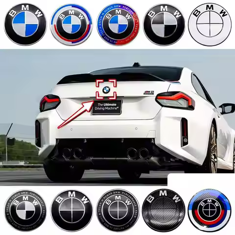 Carbon Fiber 50th Anniversary Front Rear Logo Kit For BMW 82mm 74mm Badge E46 E90 F30 F10 2-Pin Base