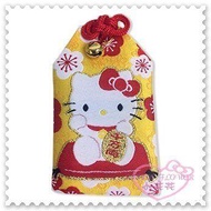 ♥小花花日本精品♥ Hello Kitty 招財御守 坐姿 黃色 台灣製icash 2.0(非悠遊卡) 57028804