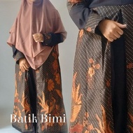 Gamis batik sogan jumbo XXL LD 120 cm kombinasi polos cantik elegan