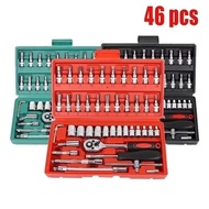 Car Repair Tool Kit, 46pcs, Socket Set, Ratchet Torque Wrench, Auto Repair Tool Combo, Includes Tool