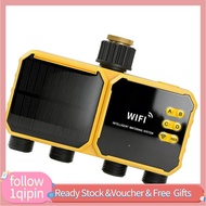 1qipin.my Sprinkler Timer 4 Zone Solar WiFi Water with APP Remote Control Rain Sensing Function 90° 