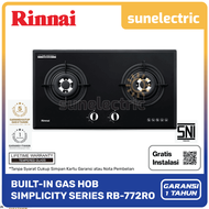 Rinnai Built-In Hob RB-772RO (G) Kompor Tanam 2 Tungku Ukuran 75 x 42 x 15 cm Black Tempered Glass F