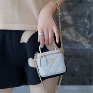 【95新 ✨ 全網最低價！】Chanel/香奈兒 手柄方盒子鏈條包 灰色 金扣 羊皮（下單前先詢問庫存❗️）