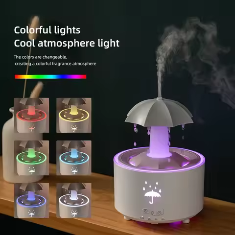Cloud Rain Rotating Umbrella Water Drop Aromatherapy Machine Air Humidifier Diffuser Fountain Water 