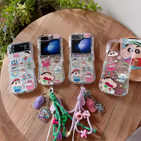 INS Creative Cute Nice Holiday Funny Crayon Shin-Chan Nohara Shiro snot Boochan Folding Case For Sam