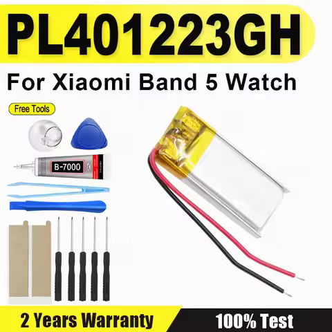 XDOU 125mAh PL401223GH Battery For Xiaomi Mi Band 5 Band5 Watch 2-Wire +TOOLS
