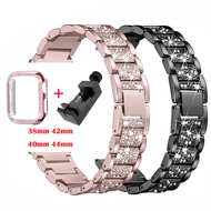 Band + Case Metal Strap for Apple Watch Series 5 Strap 40mm 44mm Diamond Ring 38mm  41mm 42mm 45mm Stainless Steel Bracelet Apple Watch 9/8/7/6/5/4/3/2/1/SE