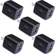 Charger Box, Charging Cube 5 Pack, Dual USB Wall Charger 5V 2A Power Adapter Charging Block Brick Ou