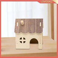 [Lovoski2] Hamster Wood House Hideout Hamster Hut for Mice Dwarf Hamsters Small Pets