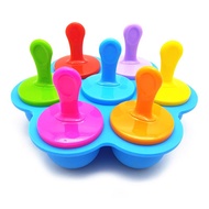 authentic 7 Cell Silicone Mini Ice Pops Mold Ice Cream Ball Lolly Maker Popsicle Mould Baby DIY Food