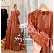 Ayunda Dress Busui Bahan Crinkle Bordir Gaun Pesta Gamis Wanita Terbaru Lebaran 2024 Import Long Dre