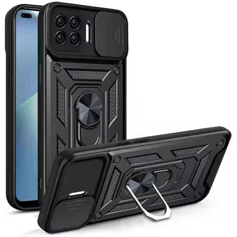 For Oppo Reno4 Lite Case OPPO F17 Pro Cover oppo A93 4G Magnetic Ring Holder Armor Phone Case Slide