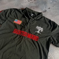 Haunted Mound Embroidered Retro Black Polo Shirt Y2K Pumpkin Head Letter Embroidered T Shirt Short S