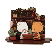 Milk Mocha Bear Wooden Stande - Library