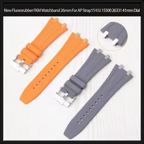 New Fluororubber FKM Watchband 26mm For AP Strap Audemars Piguet Wristband 15400 15500 26331 41mm Di