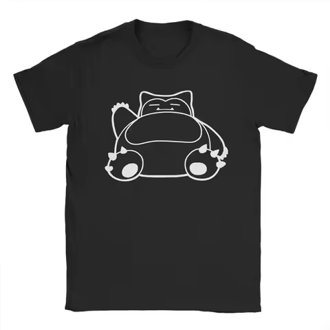 Pokemon Snorlax T Shirt Men's Cotton Unique T-Shirts Round Neck Tee Shirt Short Sleeve Clothing Gift
