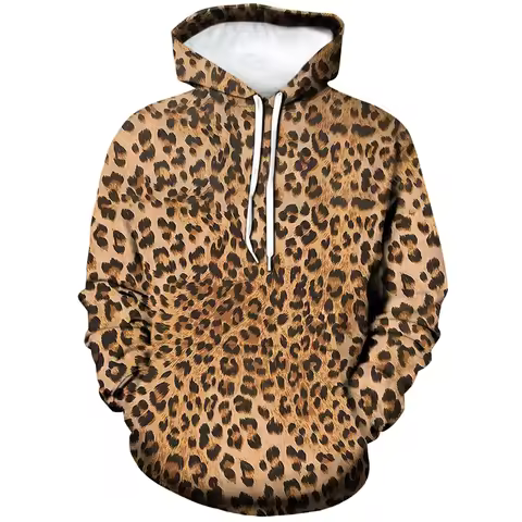 Fashion Leopard Pattern Hoodie Men 3D Printing Zebra Graphic Sweatshirt Streetwear Long Sleeve Pullo