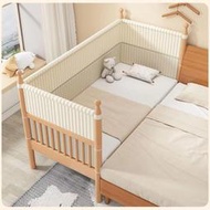 嬰兒床 櫸木兒童床 嬰兒小床 拼接帶護欄男孩女孩實木床 加寬床拼接床邊