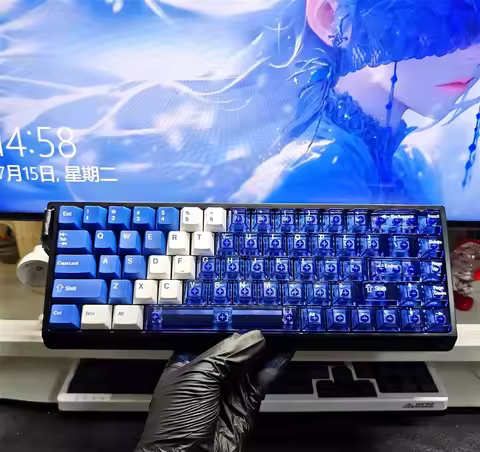 【EV63 Magnetic Switch Hotswap Gaming Keyboard】ATK68 Hawaii PBT PC Transparent Keycap 64 Keys
