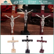 Wooden Cross Display Sitting Cross Table Decor Protestant Minimalist Plain Christian Cross Teak Wood