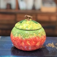 台灣製造 純手工彩繪 陶瓷 吉利橘子罐 糖果罐 收納罐