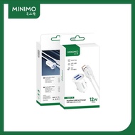 Minimo MSF01-M / MSF02-M Car Charger 12W Dual Usb 2.4A With Micro Cable MSF01m