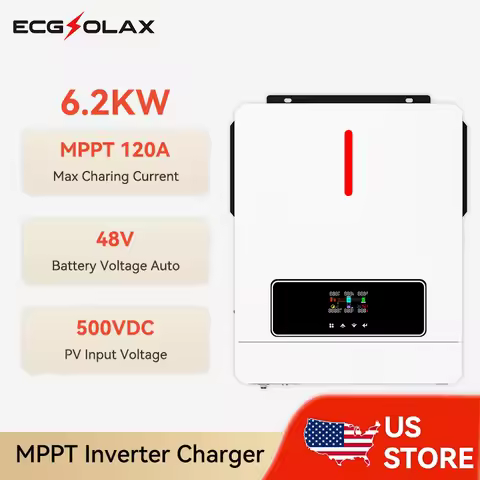 ECGSOLAX 6.2KW Hybrid Inverter 48v Max PV 500V Photovoltaic Inverters 120A MPPT Charging Controller 