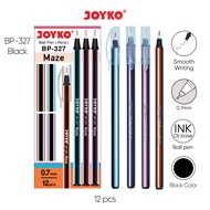 Pulpen Joyko BP-327 Maze 1 Pack Isi 12 Hitam BP327 BP 327 BP - 327