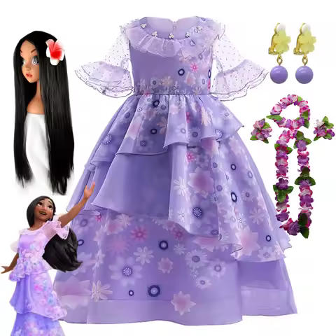 Disney Encanto Isabella Princess Girls Dress Carnival Halloween Cosplay Costume Christmas Party Outf