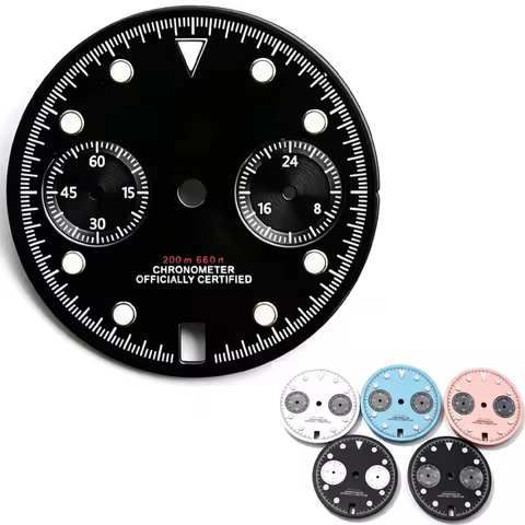 29.5mm VK64 Watch Dial Matte Texture Racing Chronograph No Logo For Seiko Tudor Black Bay Chrono VK6
